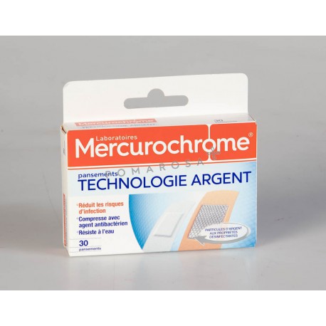 Mercurochrome Pansements Technologie Argent 30 Unités