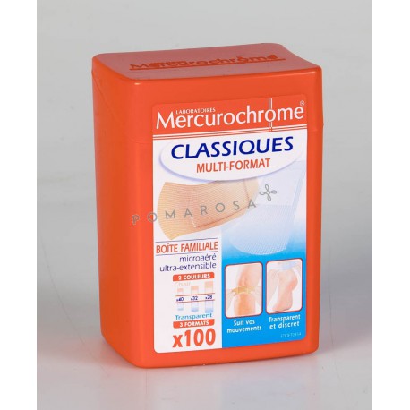 Mercurochrome Boite Pansement Mix Classiques 100 unités