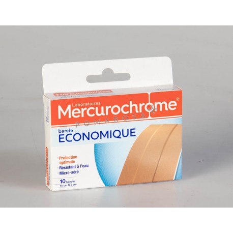 Mercurochrome Bande à Découper Economique 10 x 6 cm 10 Unités