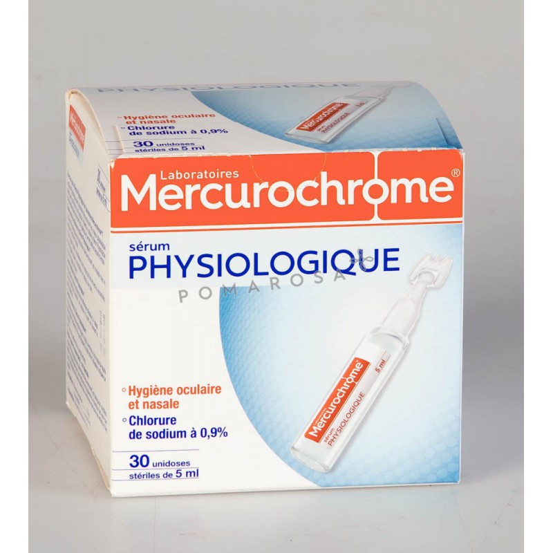 Mercurochrome Sérum Physiologique 30 Unidoses de 5 ml